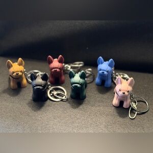 BLUE OR GREEN weighted bull dog key chain / bag charm